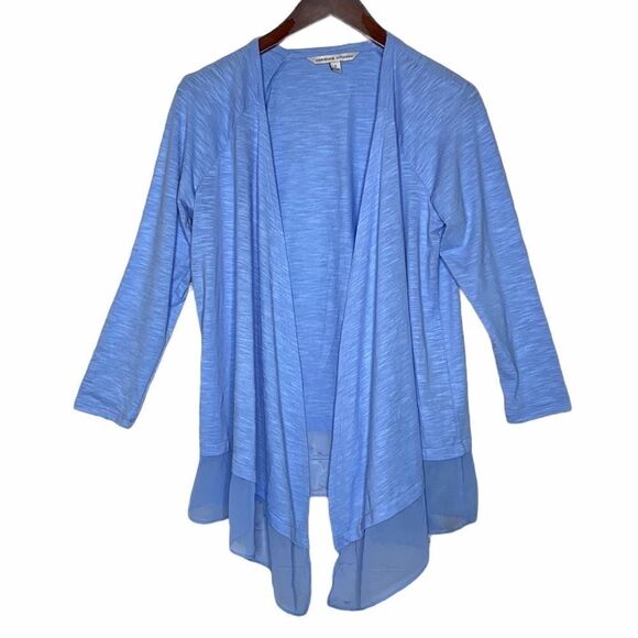 Adrienne Vittadini Blue Open Front Long Waterfall Lightweight Cardigan Small - Picture 2 of 9